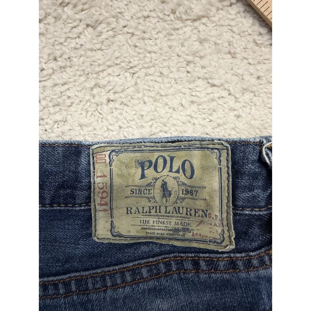 Polo Ralph Lauren Jeans Mens 32x30 Blue Distressed Wash Preppy Straight
